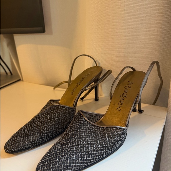 Saint Laurent Shoes - Saint Laurent YSL Metallic Luxor Mesh Heels Size 8